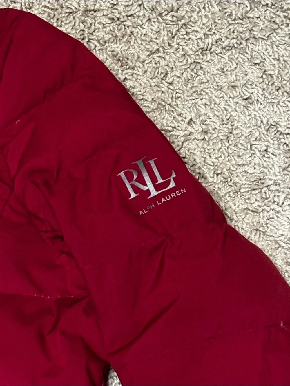 Ralph Lauren Women's Hooded Quilted Puffer Coat - Burgundy womens large style